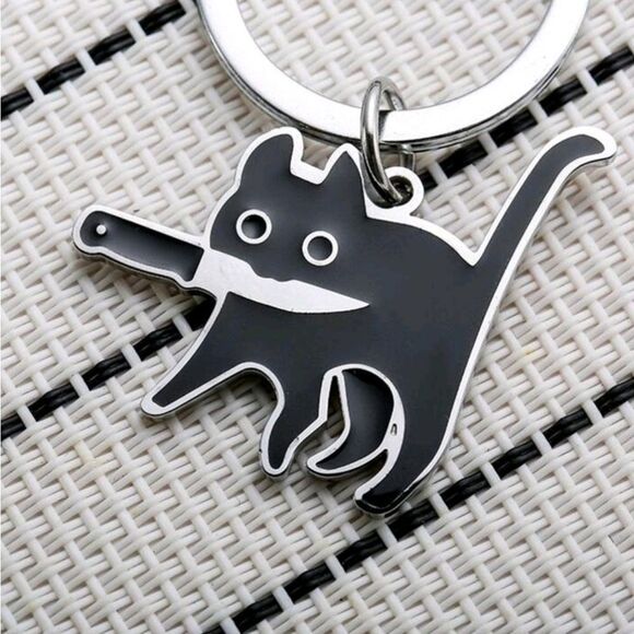 Murder Cat Black Cat Keychain - Picture 3 of 9